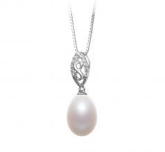 10-11mm AA - Drop Quality Freshwater Cultured Pearl Pendant in Olina White