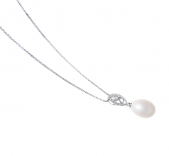 10-11mm AA - Drop Quality Freshwater Cultured Pearl Pendant in Olina White