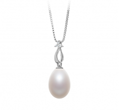 10-11mm AA - Drop Quality Freshwater Cultured Pearl Pendant in Utina White