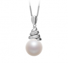 10-11mm AAAA Quality Freshwater Cultured Pearl Pendant in Romola White
