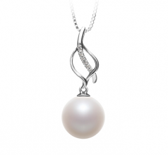 10-11mm AAAA Quality Freshwater Cultured Pearl Pendant in Leah White