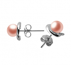 5-6mm AAA Quality Freshwater Cultured Pearl Earring Pair in Dolphin Pink