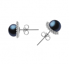 7-8mm AA Quality Freshwater Cultured Pearl Earring Pair in Louisa Black