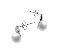 8-9mm AAA Quality Freshwater Cultured Pearl Earring Pair in Lolly White