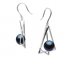 10-11mm AA Quality Freshwater Cultured Pearl Earring Pair in Nichelle Black