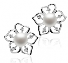 7-8mm AAAA Quality Freshwater Cultured Pearl Earring Pair in Sunflower White
