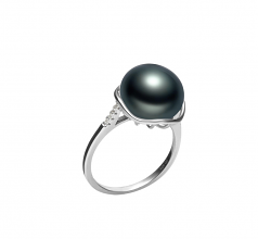 11-12mm AAA Quality Freshwater Cultured Pearl Ring in Kalina Black