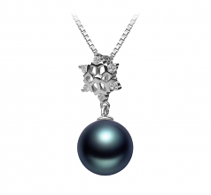 10-11mm AAA Quality Tahitian Cultured Pearl Pendant in Snow Black