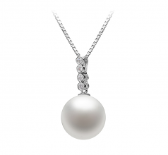 10-11mm AAAA Quality Freshwater Cultured Pearl Pendant in Ross White
