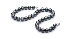 11.1-14.6mm AA+ Quality Tahitian Cultured Pearl Necklace in Multicolor