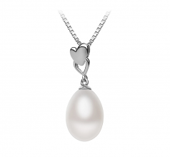 10-11mm AA - Drop Quality Freshwater Cultured Pearl Pendant in Rea White