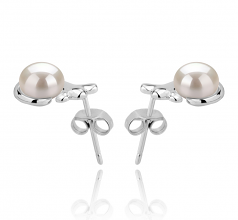 7-8mm AAA Quality Freshwater Cultured Pearl Earring Pair in Bikita White