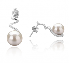 8-9mm AAAA Quality Freshwater Cultured Pearl Earring Pair in Lolita White