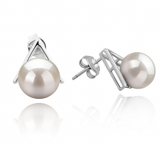 8-9mm AAAA Quality Freshwater Cultured Pearl Earring Pair in Africa White