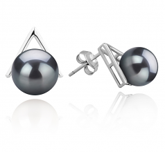 8-9mm AAAA Quality Freshwater Cultured Pearl Earring Pair in Africa Black