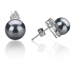 8-9mm AAAA Quality Freshwater Cultured Pearl Earring Pair in Evelyn Black