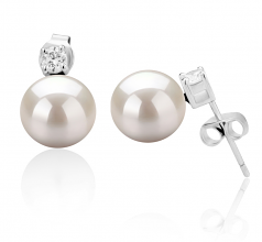 8-9mm AAAA Quality Freshwater Cultured Pearl Earring Pair in Eternity White