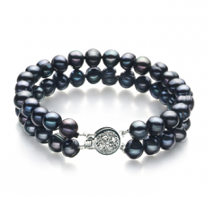 6-7mm A Quality Freshwater Cultured Pearl Bracelet in Lavinia Black