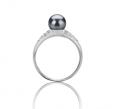 6-7mm AAAA Quality Freshwater Cultured Pearl Ring in Cristy Black