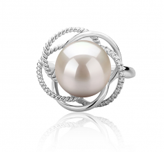 9-10mm AAAA Quality Freshwater Cultured Pearl Ring in Bobbie White