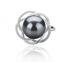 9-10mm AAA Quality Tahitian Cultured Pearl Ring in Bobbie Black