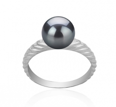 8-9mm AAAA Quality Freshwater Cultured Pearl Ring in Mada Black