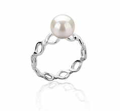 7-8mm AAAA Quality Freshwater Cultured Pearl Ring in Wave White