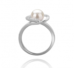 6-7mm AAAA Quality Freshwater Cultured Pearl Ring in Heart White