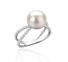 9-10mm AAAA Quality Freshwater Cultured Pearl Ring in Zana White