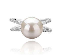 9-10mm AAAA Quality Freshwater Cultured Pearl Ring in Zana White
