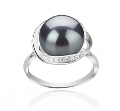 11-12mm AAA Quality Freshwater Cultured Pearl Ring in Wendy Black