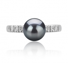 7-8mm AAA Quality Japanese Akoya Cultured Pearl Ring in Marian Black