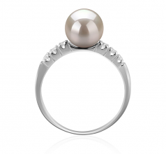 7-8mm AAA Quality Japanese Akoya Cultured Pearl Ring in Marian White