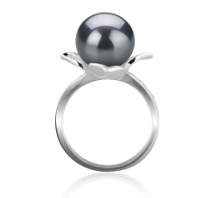 10-11mm AAA Quality Tahitian Cultured Pearl Ring in Billy Black