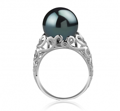 12-13mm AA Quality Tahitian Cultured Pearl Ring in Alva Black