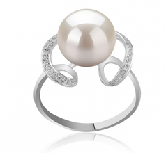 10-11mm AAAA Quality Freshwater Cultured Pearl Ring in Sheila White
