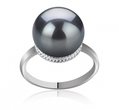 10-11mm AAA Quality Tahitian Cultured Pearl Ring in Tindra Black