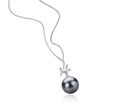 12-13mm AAA Quality Tahitian Cultured Pearl Pendant in Ebony Black