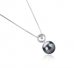 11-12mm AAA Quality Tahitian Cultured Pearl Pendant in Aurora Black