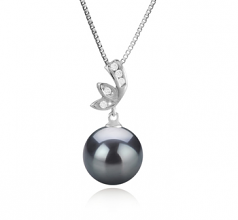 11-12mm AAA Quality Tahitian Cultured Pearl Pendant in Justine Black