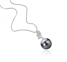 11-12mm AAA Quality Tahitian Cultured Pearl Pendant in Justine Black