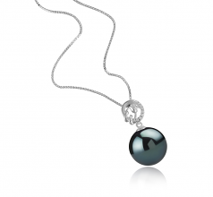 11-12mm AAA Quality Tahitian Cultured Pearl Pendant in Trish Black