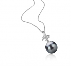 10-11mm AAA Quality Tahitian Cultured Pearl Pendant in Maude Black