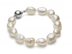 10-11mm Baroque Quality Freshwater Cultured Pearl Bracelet in Baroque Drop White