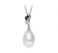 10-11mm AA - Drop Quality Freshwater Cultured Pearl Pendant in Rea White