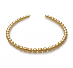 9-12mm AA Quality South Sea Cultured Pearl Necklace in 18-inch Gold