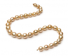 10.1-12.5mm Baroque Quality South Sea Cultured Pearl Necklace in 18-inch Gold