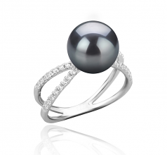 9-10mm AAA Quality Tahitian Cultured Pearl Ring in Zana Black