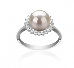 8-9mm AAAA Quality Freshwater Cultured Pearl Ring in Dreama White
