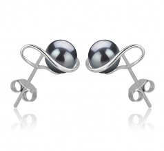 6-7mm AAAA Quality Freshwater Cultured Pearl Earring Pair in Tamika Black